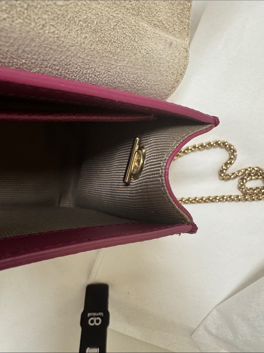 Furla Metropolis Berry Leather and chain Crossbody with Gold Hardware - Picture 14 of 15